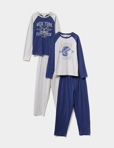 Lot 2 ensembles pyjamas 2 pièces coton bleu marine garçon