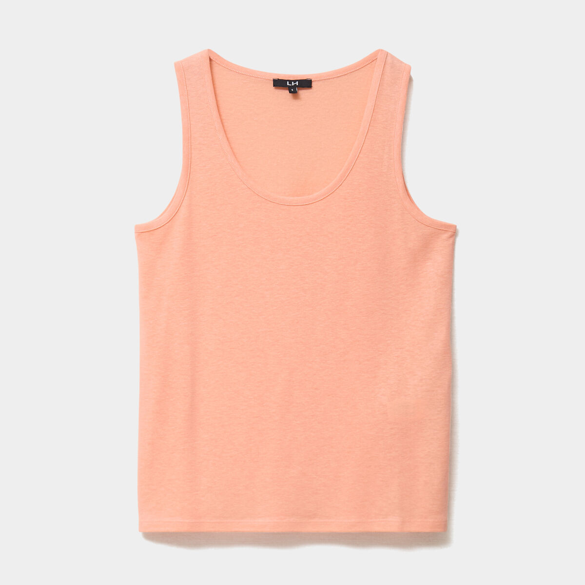 D&eacute;bardeur col rond m&eacute;lange lin rose saumon femme