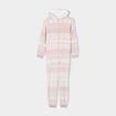 Combinaison pyjama pilou à capuche rose femme