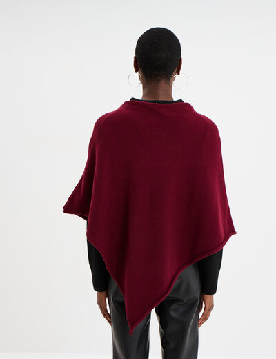 Poncho asym&eacute;trique prune femme