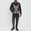 Pull de Noël avec col rond bleu marine homme