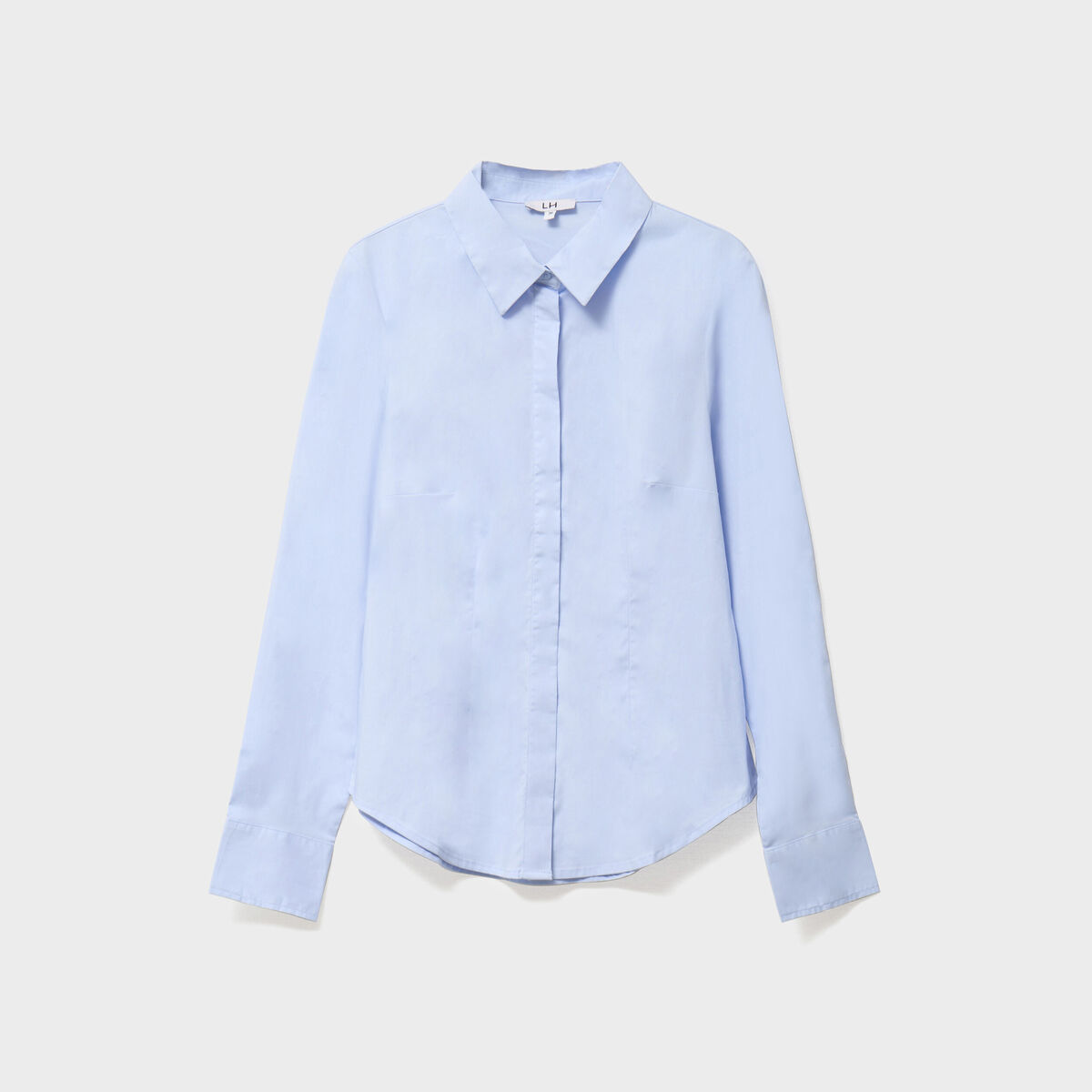 Chemise cintr&eacute;e manches longues bleu ciel femme