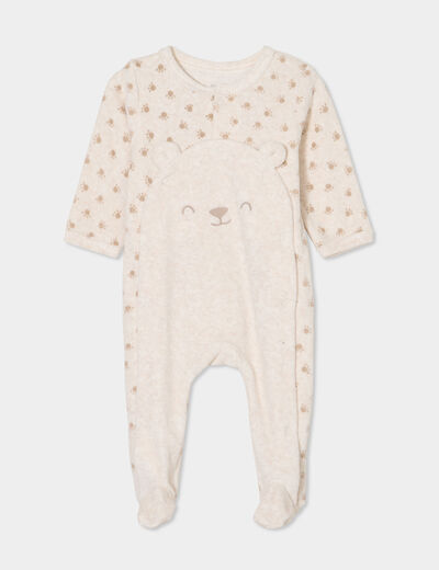 Dors-bien effet velours manches longues beige bébé