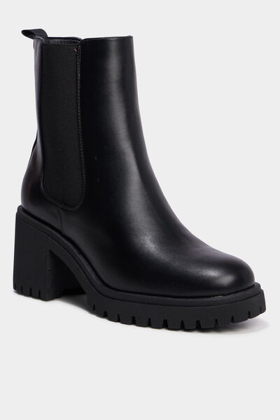 Boots chelsea &agrave; talons noir femme
