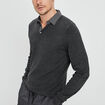 Pull avec col polo gris foncé homme