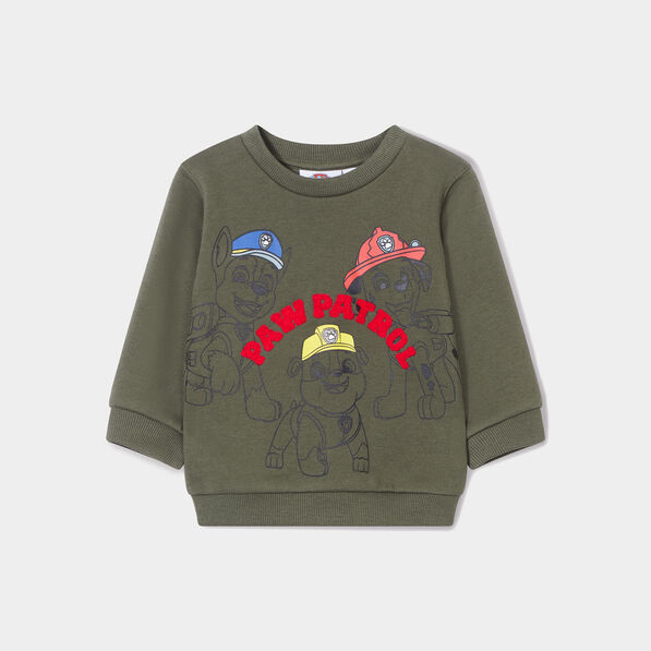 Sweat manches longues Pat Patrouille vert kaki bébé garçon