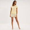 Ensemble pyjama short et t-shirt jaune clair femme