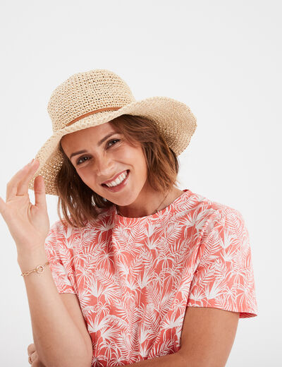 Chapeau de paille tress&eacute; sable femme