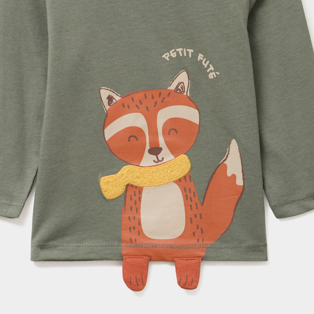 T-shirt avec détails fantaisie coton vert kaki bébé garçon