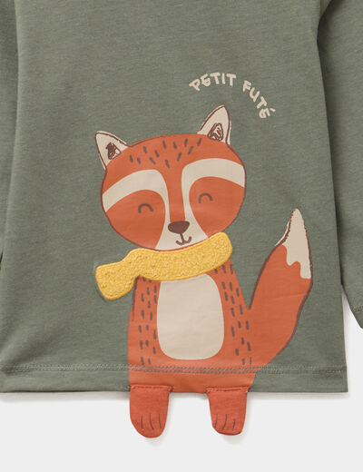 T-shirt avec détails fantaisie coton vert kaki bébé garçon
