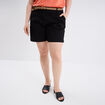 Short chino avec ceinture tressée noir femme grande taille