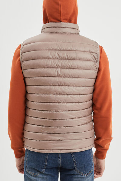 Doudoune légère zippée sans manches taupe homme