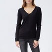 Pull col V manches longues noir femme