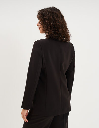 Blazer ajust&eacute; mi-long 1 bouton noir femme