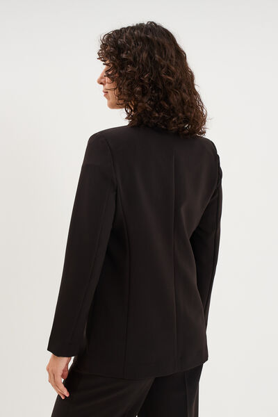 Blazer ajust&eacute; mi-long 1 bouton noir femme