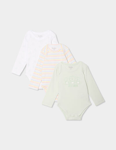 Lot 3 bodies US manches longues coton vert clair bébé