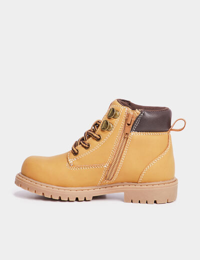 Boots crantées zippées Trappeur jaune garçon