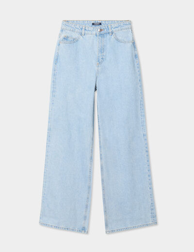 Jeans large coton denim triple stone femme