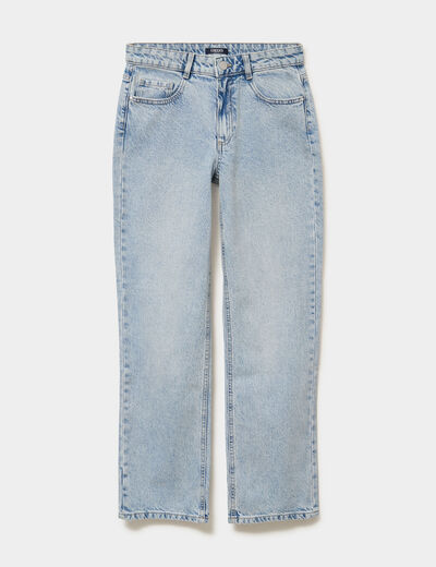 Jean droit taille basse coton denim triple stone femme