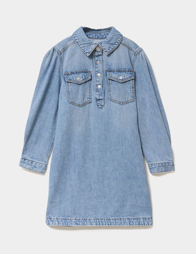 Robe chemise en jean denim double stone fille