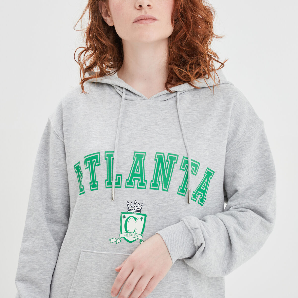 Robe sweat droite à capuche Creeks gris clair femme