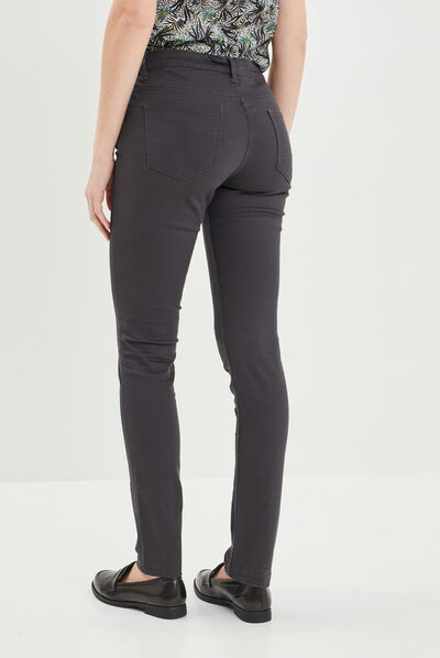 Pantalon slim taille normale gris foncé femme