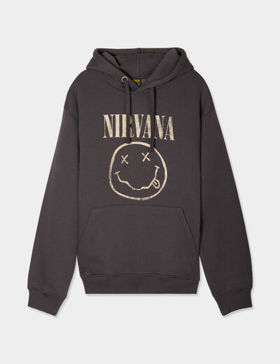 Sweat à capuche hoodie coton Nirvana noir homme