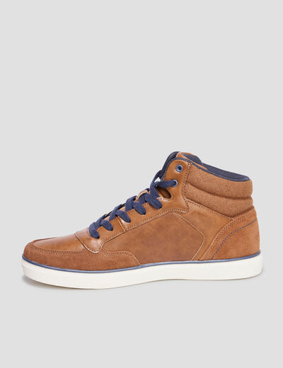 Baskets montantes à lacets marron homme