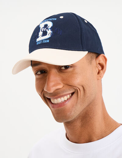 Casquette brod&eacute;e coton bleu marine homme