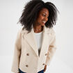Blouson court boutonné beige femme