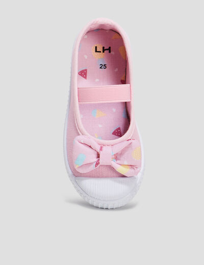 Babies toile avec noeuds bout renforc&eacute; rose fille