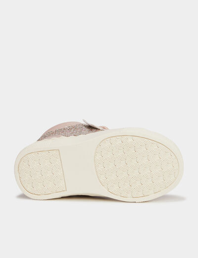 Baskets montantes zipp&eacute;es rose clair b&eacute;b&eacute; fille