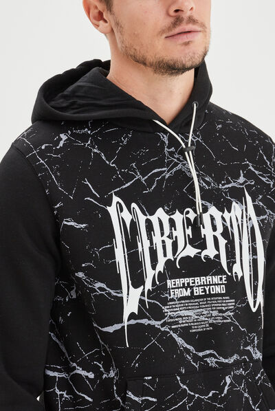 Sweat à capuche hoodie Liberto noir homme