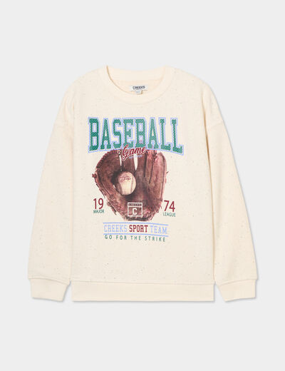 Sweat oversize coton majoritaire ivoire garçon