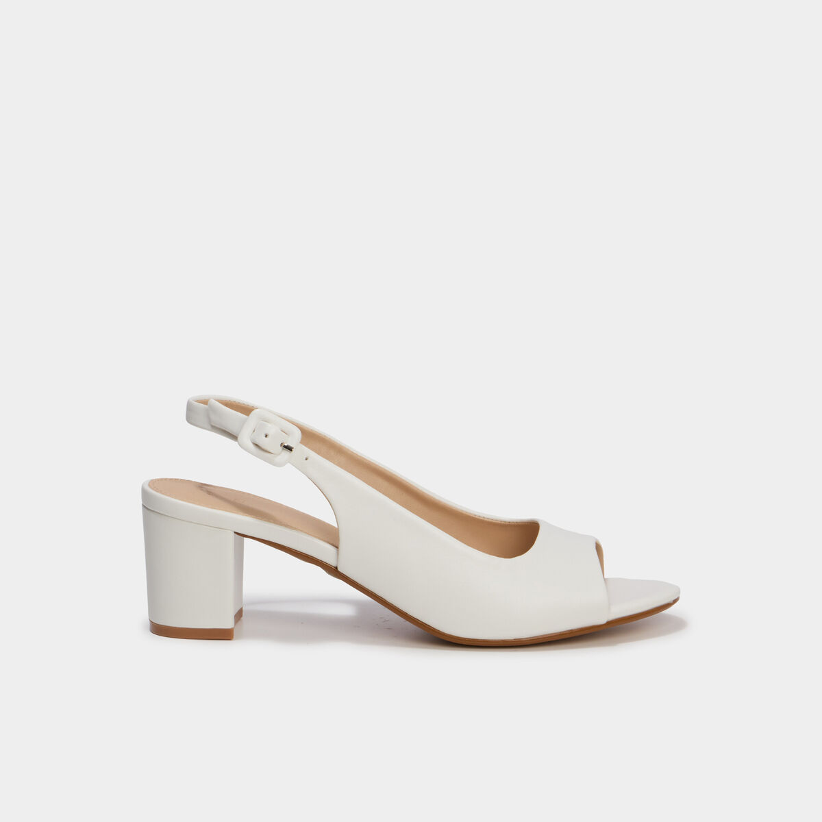 Sandales &agrave; talons bouts ouverts blanc femme