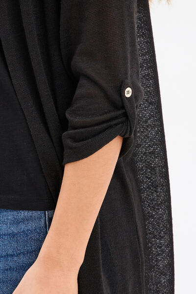 Gilet fin mi long manches 3/4 noir femme