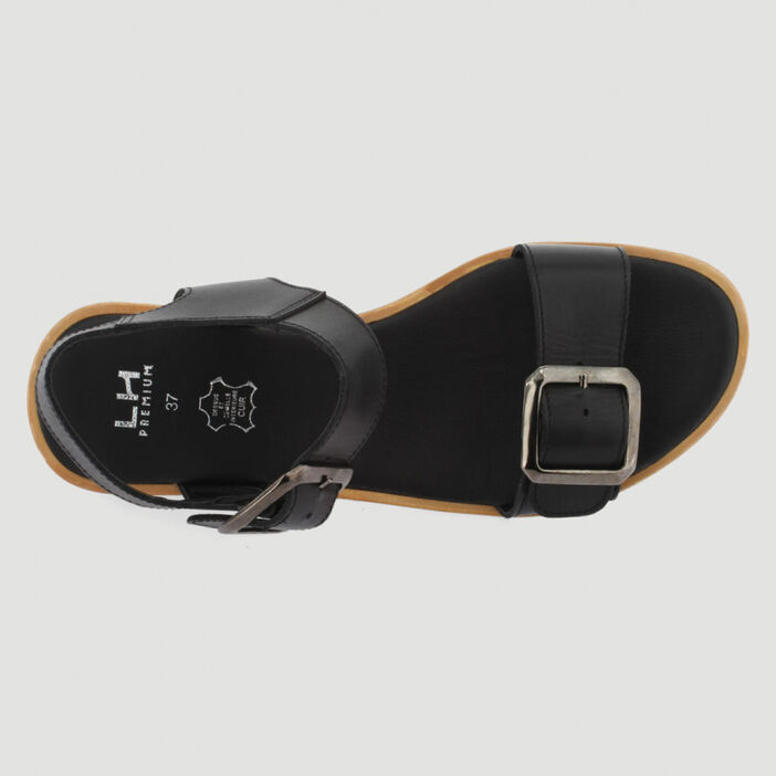 Sandales sport en cuir femme noir