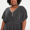 Robe &eacute;vas&eacute;e fils m&eacute;tallis&eacute;s gris argent femme grande taille