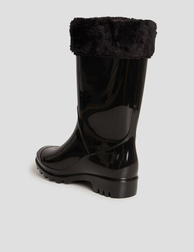 Bottes de pluie fourrées noir femme