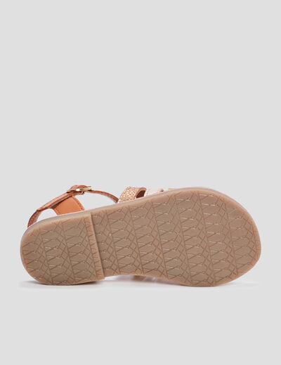 Sandales &agrave; bride en cuir camel fille