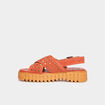 Sandales plateformes en cuir Kickers orange clair femme
