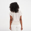Blouse nouée ajustée manches courtes beige femme