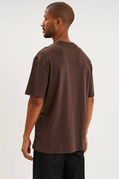 T-shirt manches courtes coton Nirvana marron fonc&eacute; homme