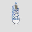 Tennis montantes en toile bout renforc&eacute; bleu fille