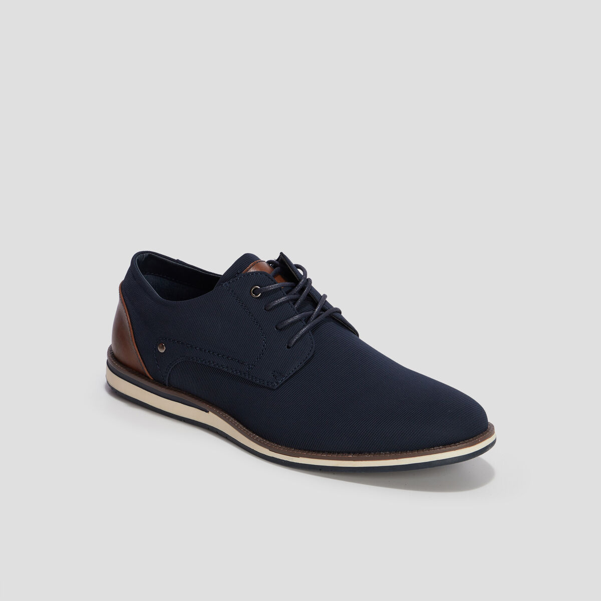 Derbies plates &agrave; lacets bleu marine homme