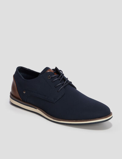 Derbies plates &agrave; lacets bleu marine homme