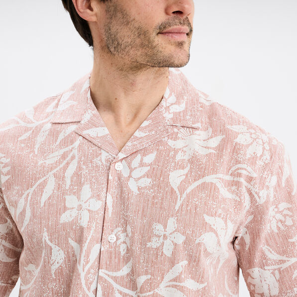 Chemise en coton manches courtes vieux rose homme