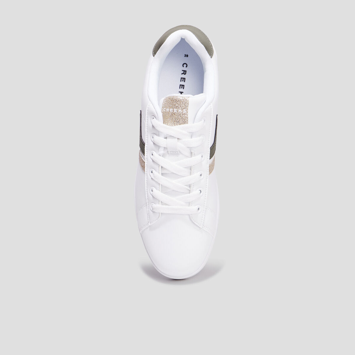 Tennis &agrave; lacets d&eacute;tails paillet&eacute;s Creeks vert kaki femme