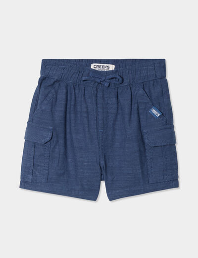 Short poches battle coton bleu marine bébé garçon
