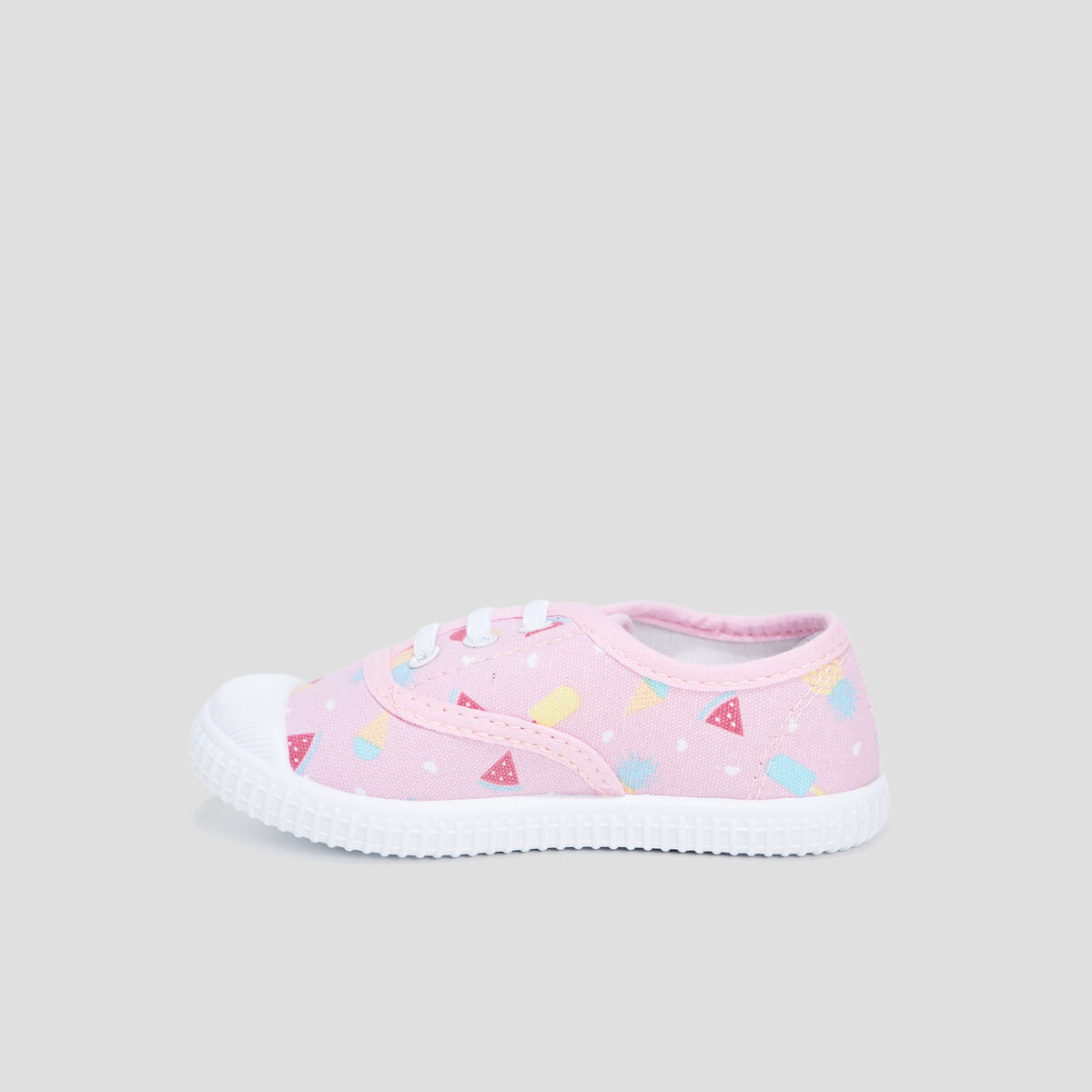 Tennis en toile à lacets rose fille